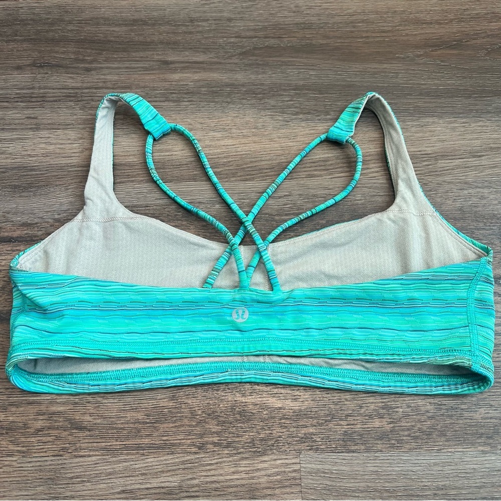 Lululemon Free To Be Bra Dragonfly Space Dye Size 10 Turquoise Blue Strappy - Picture 5 of 7